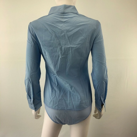Blouse Long Sleeve Top Blue Large Button Down - Picture 2 of 8